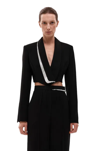 Gasanova Cropped Crystal Jacket In Black