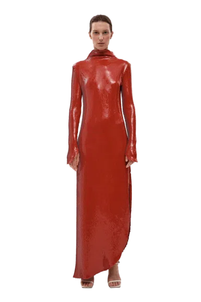 Gasanova Sequined Maxi Dress In Red