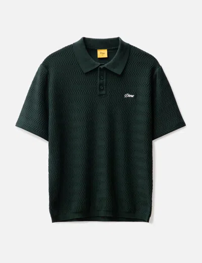 Dime Wave Cable Knit Polo Shirt In Green