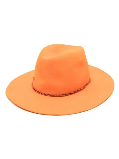 Borsalino Felted Fedora Hat In Orange