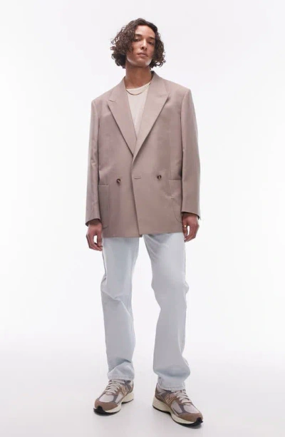 Topman Boxy Oversized Suit Jacket In Stone-neutral