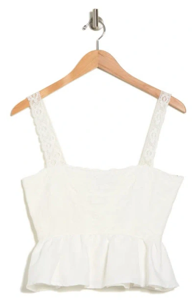 Lulus Lovely Afternoon Ivory Lace Sleeveless Peplum Cami Tank Top