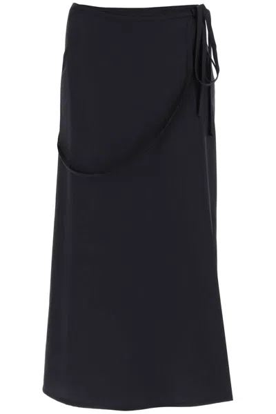 Lemaire Wool Wrap Skirt With Pockets In Black