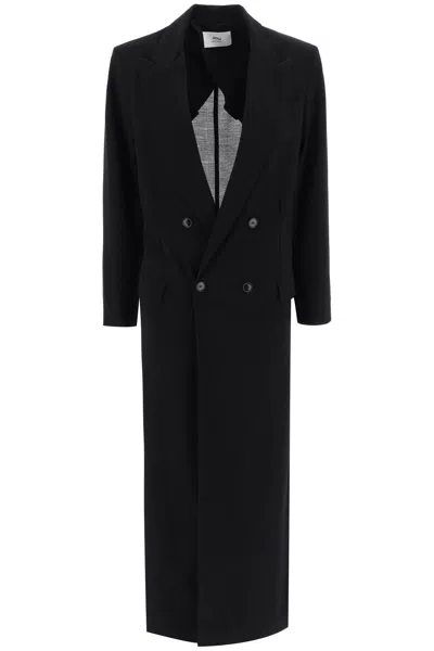 Ami Alexandre Matiussi Double Breasted Deconstructed Coat In Black