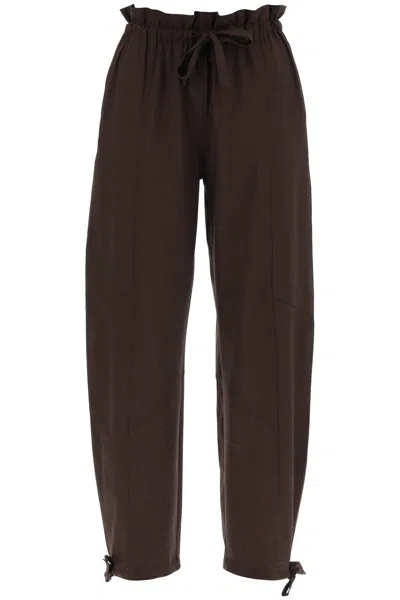 Ganni Pantaloni Drapey In Lenzing™ Ecovero™ In Brown