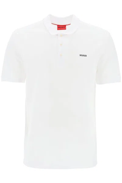 Hugo Cotton Piqué Donos Polo Shirt In White
