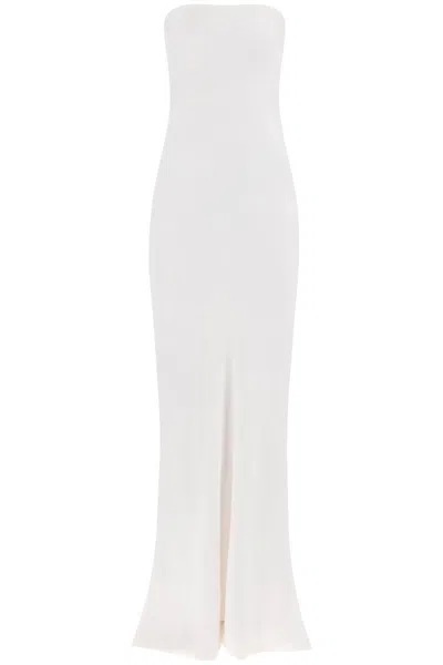 Norma Kamali Long Satin Crepe Dress In White