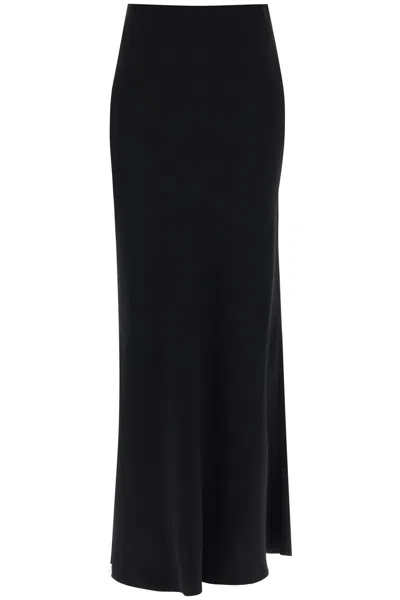 Ami Alexandre Matiussi Maxi Skirt With Diagonal Cut Hem In Black