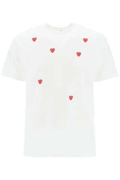 Comme Des Garçons Play Comme Des Garcons Play "round Neck T Shirt With Heart Pattern In White