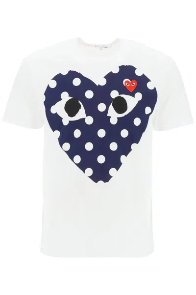 Comme Des Garçons Play Comme Des Garcons Play "polka Dot Heart Print T Shirt In White