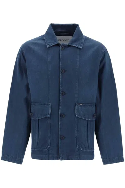 Closed Denim Cargo Overshirt With In Blue