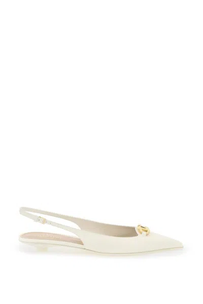 Valentino Garavani Slingback Vlogo Ballerina In White