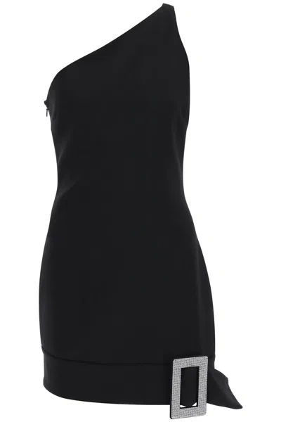 Giuseppe Di Morabito One Shoulder Mini Dress With Rhin In Black