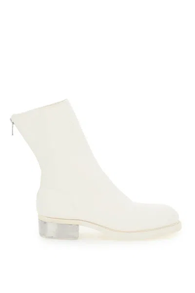 Guidi Leather Ankle Boots In White