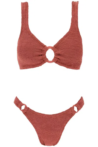 Hunza G Hallie Seersucker Bikini Set In 红色的