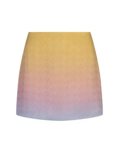Casablanca Pastel Gradient Printed Mini Silk Skirt Pastel Gradient 36 In Yellow