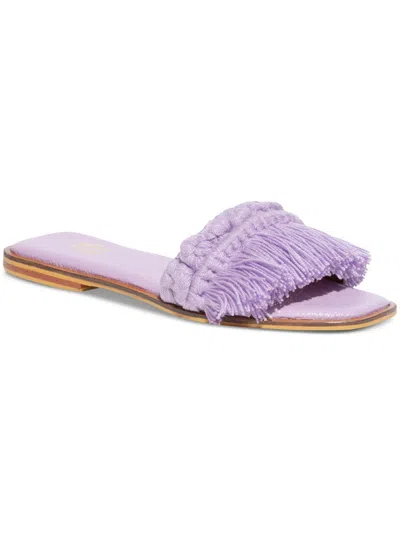Silvia Cobos Candy Fringe Womens Flat Fringe Slide Sandals In Purple