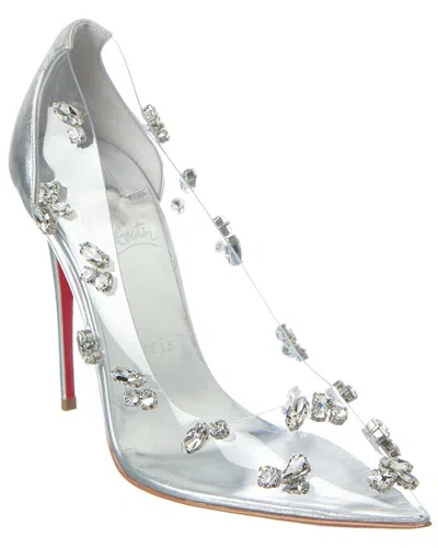 Christian Louboutin Degraqueen 100 Vinyl & Leather Pump In Silver