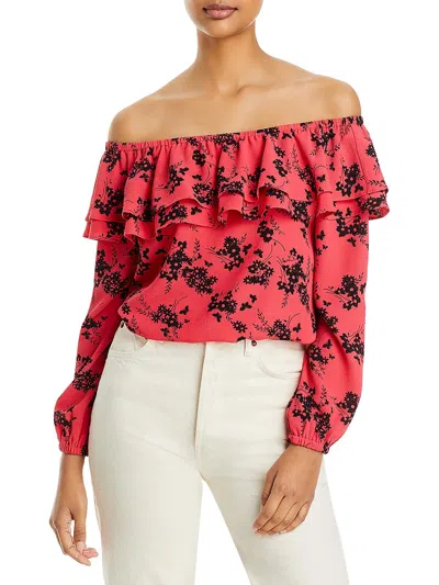 Michael Michael Kors Womens Ruffled Off-the-shoulder Blouse In Pink