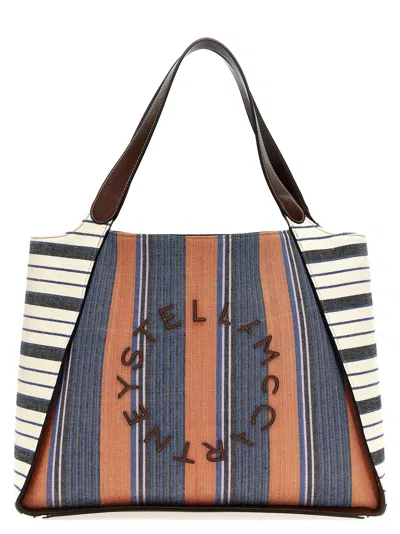 Stella Mccartney Shopping Stripes Tote Bag Blue