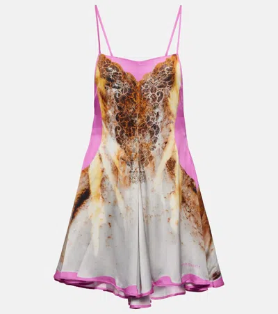 Y/project Lace-print Satin Slip Minidress In Pink