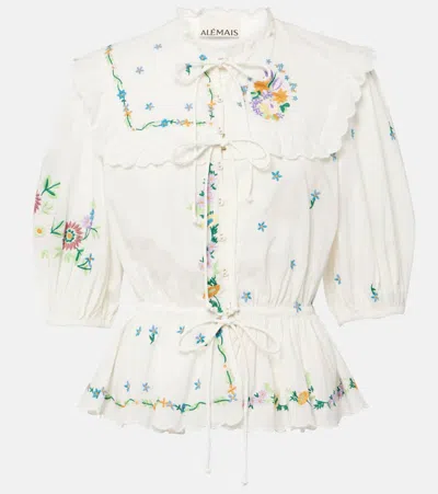 Alemais Willa Embroidered Cotton Blouse In White