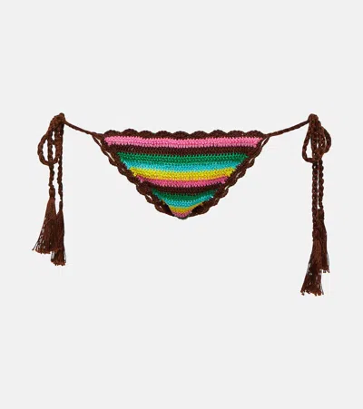 Anna Kosturova Striped Crochet Bikini Bottoms In Multicoloured