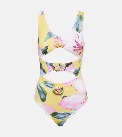 Alexandra Miro Beth Floral Cutout Swimsuit In Multi