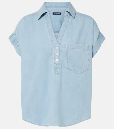 Veronica Beard Almera Chambray Button-down Top In Sky