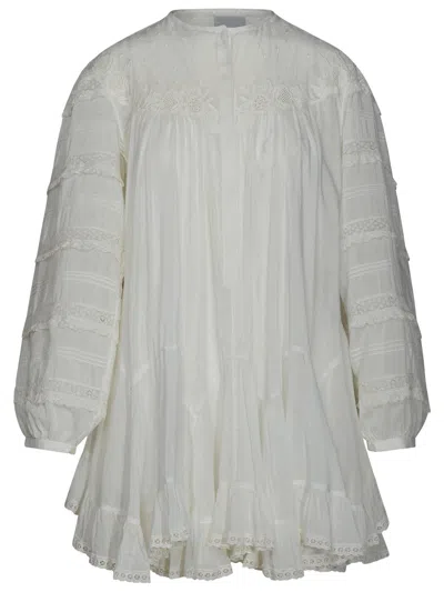 Isabel Marant Ruffled Hem Embellished Dress In White