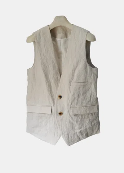 Devoa Beige Metal Shrink Vest In Ecru