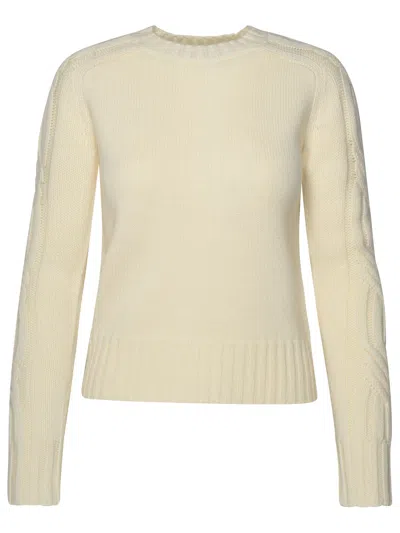 Max Mara Woman  Ivory Cashmere Sweater In Cream