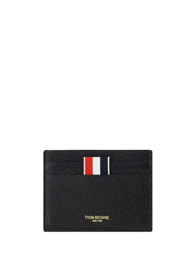 Thom Browne Pebble Grain Leather  Card Holder In Black
