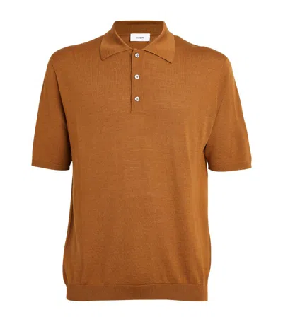 Lardini Wool-silk Blend Polo Shirt In Brown