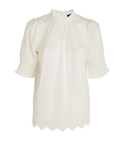 Me+em Cotton Broderie Anglaise Blouse In White