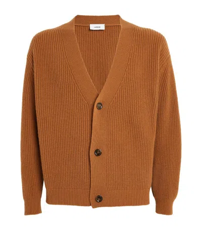 Lardini Virgin Wool-cashmere Cardigan In Brown