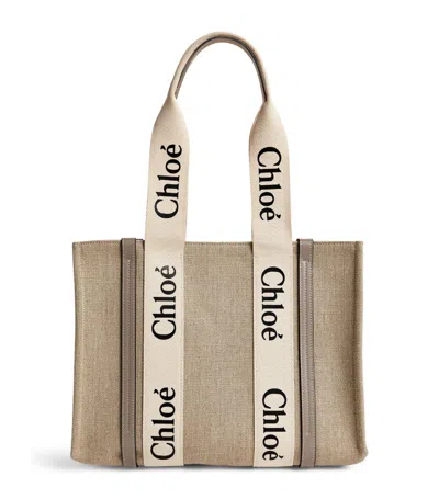 Chloé Medium Woody Tote Bag In Grey