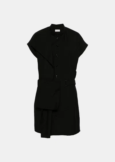 Lemaire Asymmetrical Mini Dress In Black
