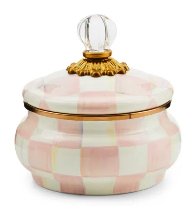 Mackenzie-childs Rosy Check Squashed Pot (12cm) In Pink