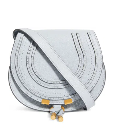 Chloé Small Leather Marcie Saddle Bag In Blue