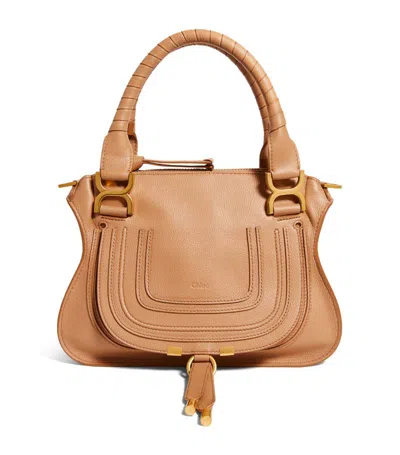 Chloé Small Leather Marcie Top-handle Bag In Brown