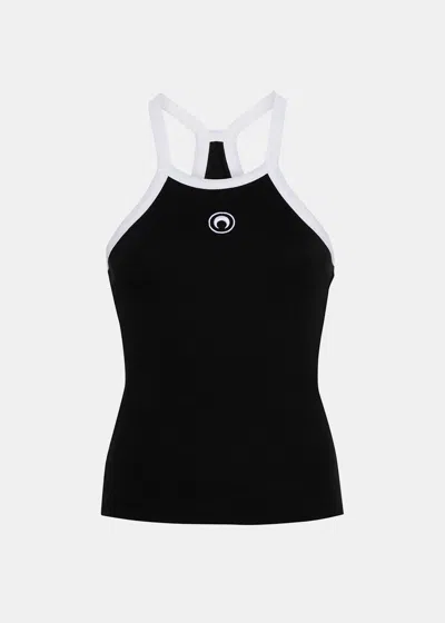 Marine Serre Crescent Moon-embroidered Tank Top In Black