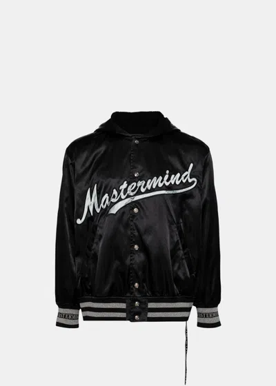 Mastermind Japan Hooded Varsity Jacket In Black