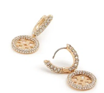 Tory Burch Crystal Embellished Earrings In Gold/crystal