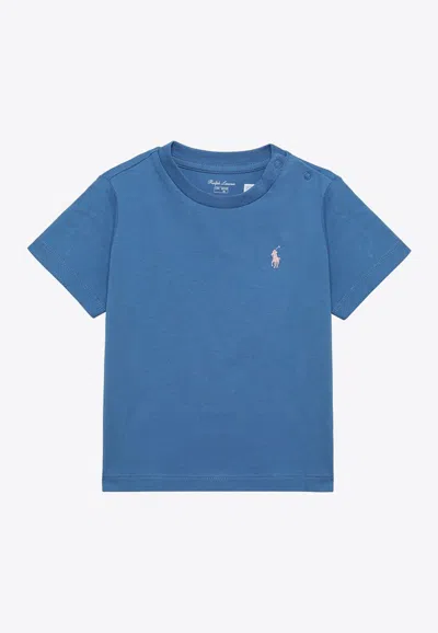 Polo Ralph Lauren Babies Logo Embroidered Crewneck T-shirt In Blue