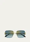 Cartier Rimless Metal Butterfly Sunglasses In Gold Blue Gradient