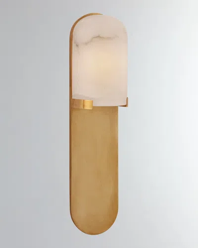Visual Comfort Signature Melange Medium Elongated Pill Sconce By Kelly Wearstler In Antique Brass