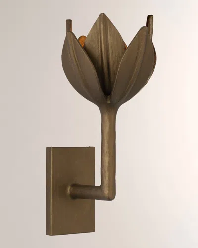 Visual Comfort Signature Alberto Small Sconce By Julie Neill In Antique Bronze Leaf