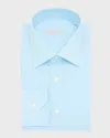 Stefano Ricci Men's Cotton Check Dress Shirt In White  Turquoise