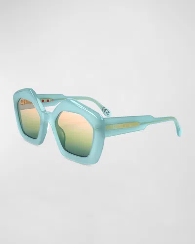 Marni Logo Acetate Butterfly Sunglasses In Baby Blue